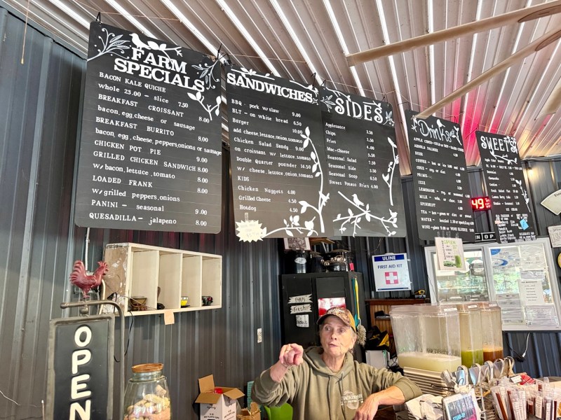 The farm kitchen counter and handwritten lunch menu.